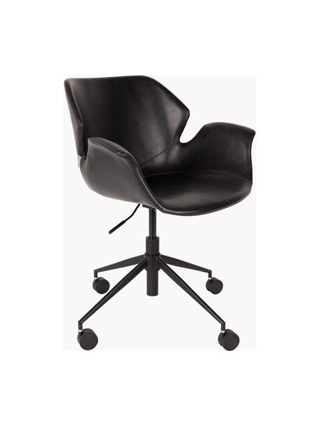 Chaise de bureau en cuir synthétique Nikki, hauteur ajustable, Cuir synthétique noir, larg. 77 x prof. 78 cm