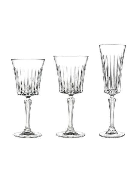 Set de copas de vino de cristal con relive Timeless, 6 comensales (18 pzas.), Cristal Luxion, Transparente, Set de diferentes tamaños
