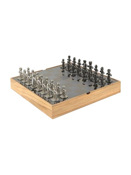 Hra šachy Buddy, 33 dílů, Krabice: jasan Šachovnice: titan Figurky: nikl, titan, Š 33 cm, V 4 cm