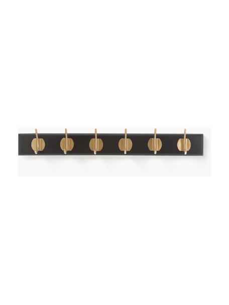 Perchero de pared de madera Edgy, Barra: tablero de fibras de dens, Negro, latón, An 60 cm