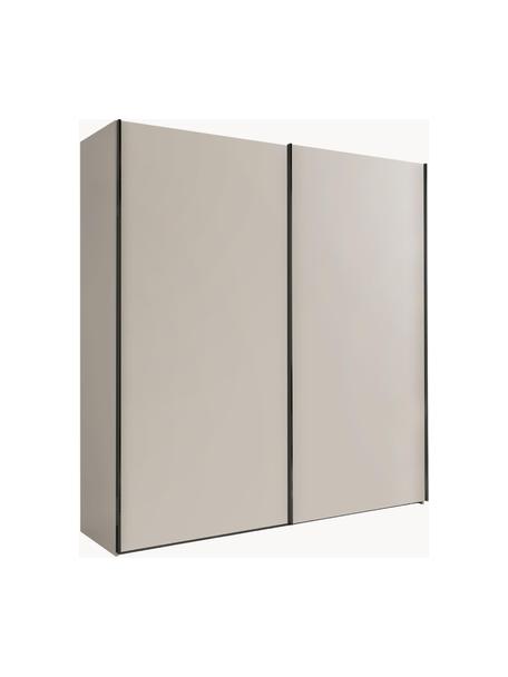 Schwebetürenschrank Monaco, 2-türig, Korpus: Holzwerkstoff, foliert, Leisten: Metall, beschichtet, Beige, B 197 x H 217 cm