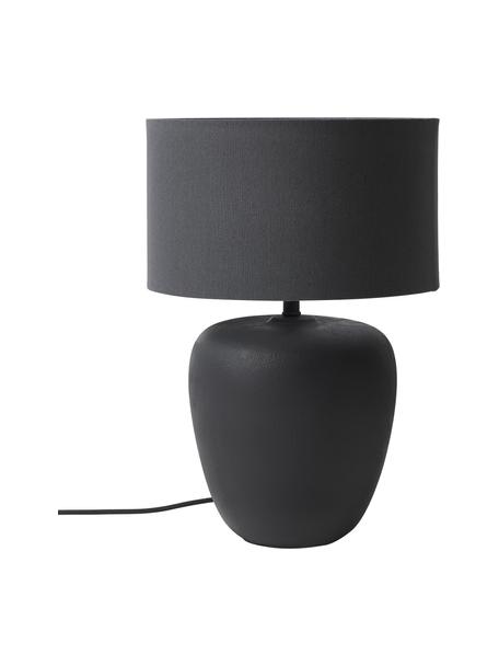 Lámpara de mesa grande de cerámica Eileen, Pantalla: lino (100% poliéster), Cable: cubierto en tela, Negro, Ø 33 x Al 48 cm