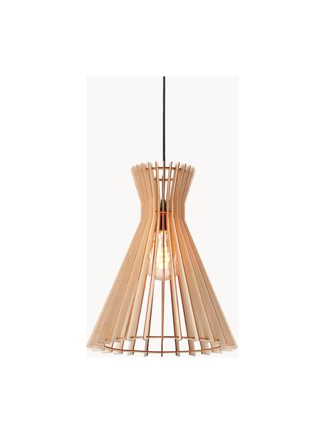 Boho hanglamp Groa van hout, Lampenkap: hout, Beige, lichtbruin, Ø 34 x H 41 cm