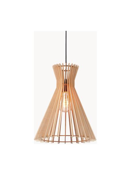 Boho hanglamp Groa van hout, Lampenkap: hout, Beige, lichtbruin, Ø 34 x H 41 cm