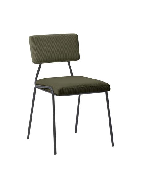 Silla tapizada en pana Mats, 2 uds., Tapizado: pana (88% polyester, 12% , Patas: metal con pintura en polv, Pana verde, An 50 x Al 80 cm
