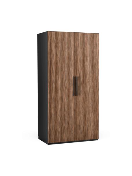 Armario modular Simone, 2 puertas (100 cm), diferentes variantes, Estructura: aglomerado con certificad, Aspecto madera de nogal, negro, Interior Basic (An 100 x Al 200 cm)