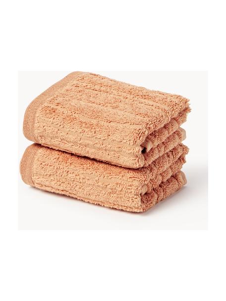 Katoenen handdoek Audrina in verschillende formaten, Perzik, XS gastendoekje, B 30 x L 30 cm, 2 stuks