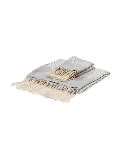 Lot de serviettes de bain légère avec trame Lurex Copenhague, 3 élém., Gris perle, couleur argentée, blanc, Lot de différentes tailles