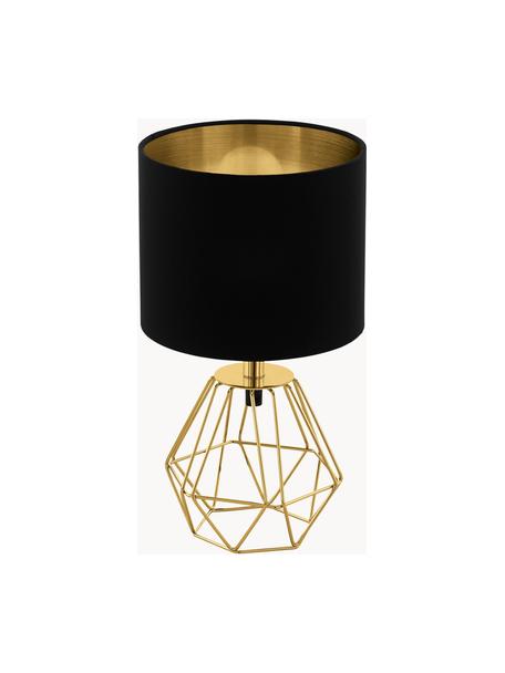 Kleine tafellamp Phil-goudkleurig, Lampvoet: vermessingd metaal, Zwart, goudkleurig, Ø 17 x H 31 cm