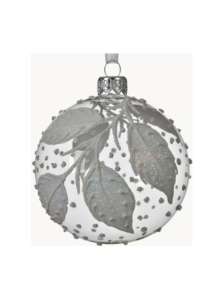 Boule de Noël Leaves Ø 8 cm, 2 pièces, Couleur argentée, blanc, Ø 8 cm