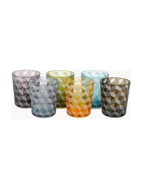 Waterglazen Blocks, set van 6, Glas, Meerkleurig, Ø 9 x H 10 cm, 250 ml