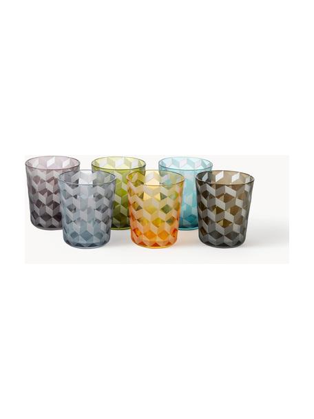 Vasos Blocks, 6 uds., Vidrio, Multicolor, Ø 9 x Al 10 cm, 250 ml