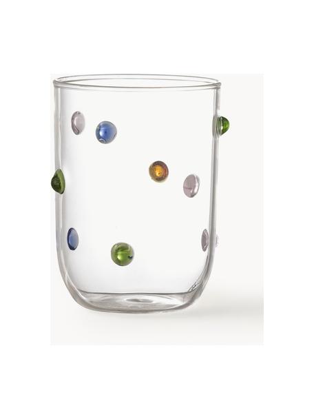 Mundgeblasenes Wasserglas Thalia, Glas, mundgeblasen, Transparent, Mehrfarbig, Ø 8 x H 11 cm, 400 ml