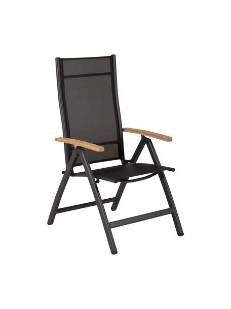 Składane krzesło ogrodowe Panama, Stelaż: aluminium, lakierowane, Czarny, drewno tekowe, S 58 x G 75 cm