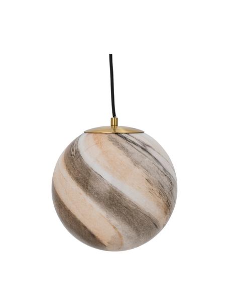 Závesná lampa so sklenenou guľou Naimo, odtiene béžovej a hnedej, Ø 25 x V 25 cm