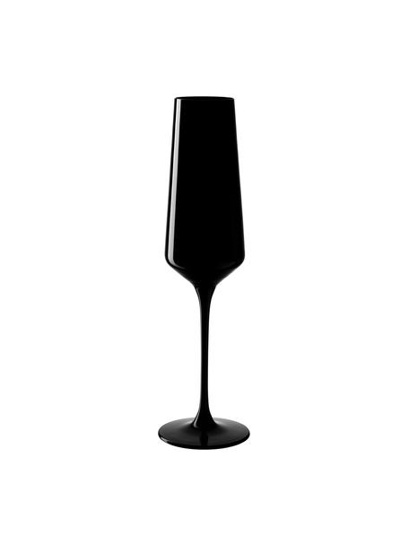 Champagneglazen Etna, 2 stuks, Glas, zwart gelakt, Zwart, Ø 8 x H 26 cm, 280 ml
