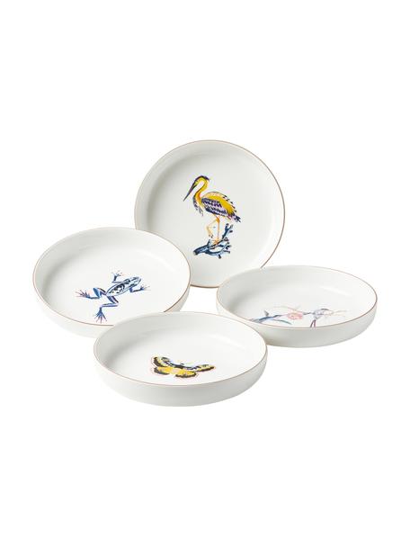 Súprava tanierov na cestoviny Flamboyant, 4 diely, Porcelán, Biela, vzorovaná, Ø 21 x V 4 cm