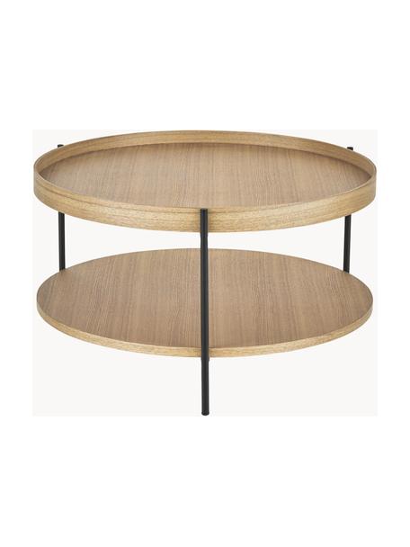 Mesa de centro redonda de madera Renee, Tablero: fibras de densidad media , Estructura: metal con pintura en polv, Madera de fresno, Ø 69 cm