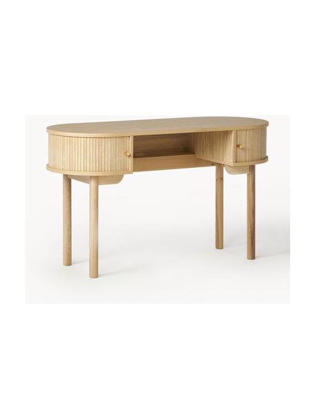 Bureau Calary met geribde voorzijde, Poten: massief eikenhout, Licht hout, B 130 x H 50 cm