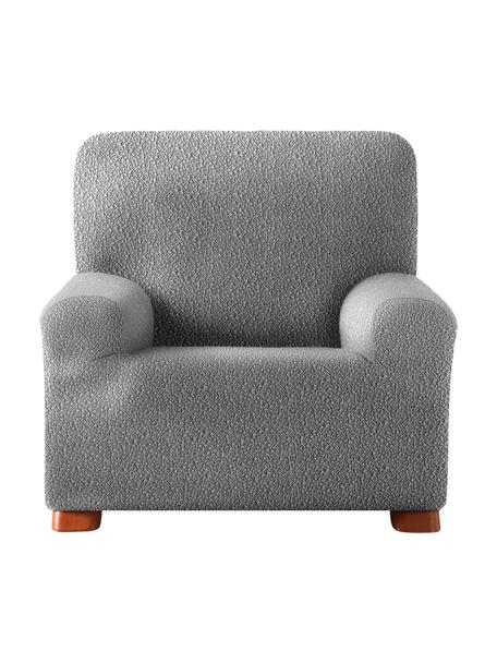 Housse de fauteuil Roc, 55 % polyester, 35 % coton, 10 % élastomère, Gris, larg. 130 x haut. 120 cm