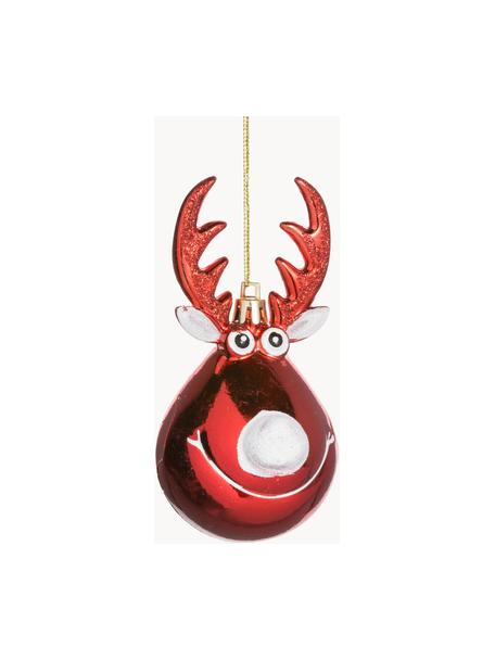 Décorations de sapin de Noël Rudolf, 2 pièces, Rouge, blanc, Ø 5 x haut. 12 cm