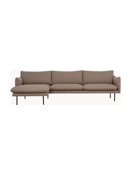 Ecksofa Moby, Bezug: Polyester Der hochwertige, Gestell: Massives Kiefernholz, FSC, Füße: Metall, pulverbeschichtet, Webstoff Greige, B 280 x T 160 cm, Eckteil links