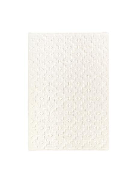 Handgewebter Baumwollteppich Idris mit erhabender Hoch-Tief-Struktur, 100% Baumwolle, Crème, B 80 x L 150 cm (Grösse XS)