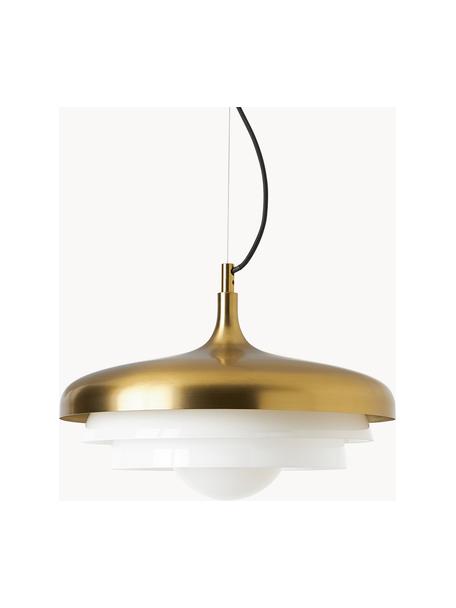 Lámpara de techo Enzo, Pantalla: vidrio, Cable: cubierto en tela, Blanco, dorado, Ø 40 x Al 20 cm