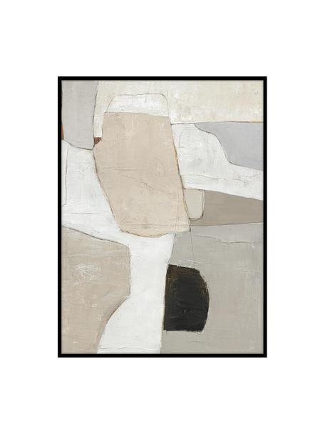Toile peinte à la main encadrée Accurate, Tons beiges et gris, larg. 92 x haut. 120 cm
