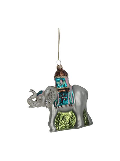 Baumanhänger Elephant , Glas, Grau, Mehrfarbig, B 12 x H 12 cm