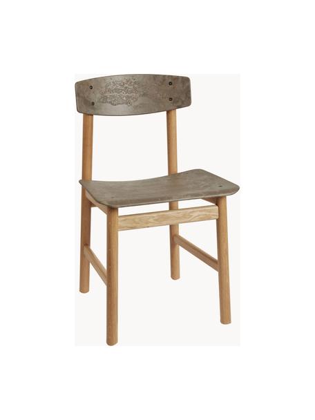 Ručně vyrobená dřevěná židle Consciouos, Greige, dubové dřevo, světlá, Š 47 cm, H 47 cm