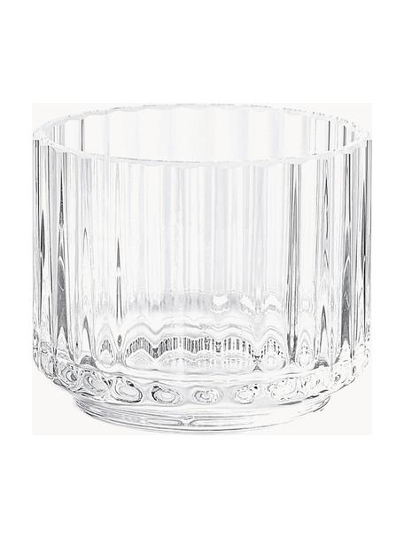 Mondgeblazen waxinelichthouder Lyngby met geribbeld oppervlak, Glas, Transparant, Ø 7 x H 6 cm