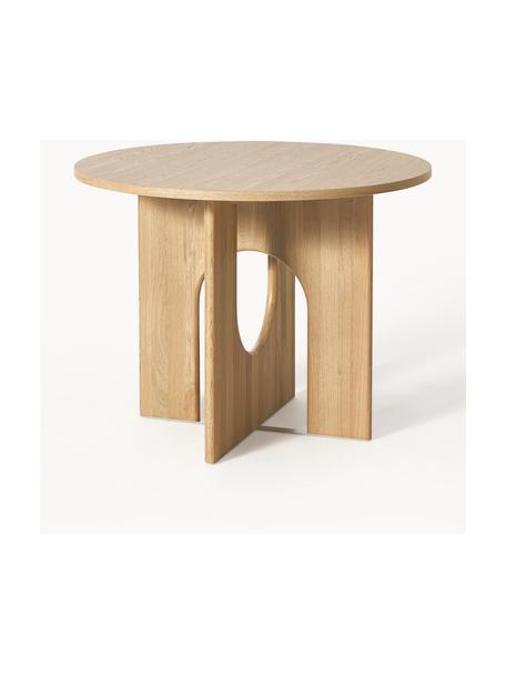 Ronde eettafel Apollo, in verschillende formaten, Tafelblad: gelakt eikenhoutfineer, Poten: eikenhout, gelakt, metaal, Gelakt eikenhout, Ø 100 cm