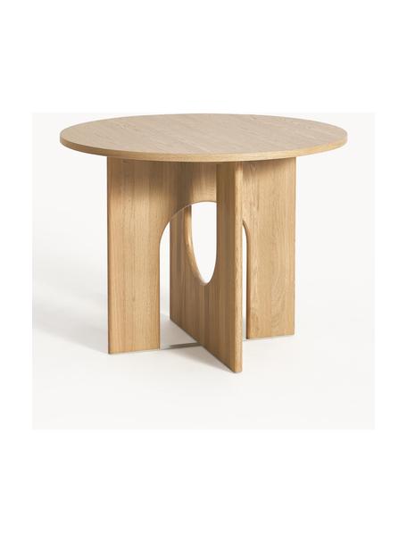 Ronde eettafel Apollo, in verschillende formaten, Tafelblad: gelakt eikenhoutfineer, Poten: eikenhout, gelakt, metaal, Gelakt eikenhout, Ø 100 cm