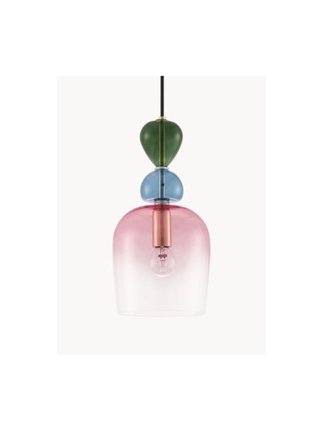 Kleine hanglamp Murano, Roze, donkergroen, blauw, Ø 16 x H 31 cm