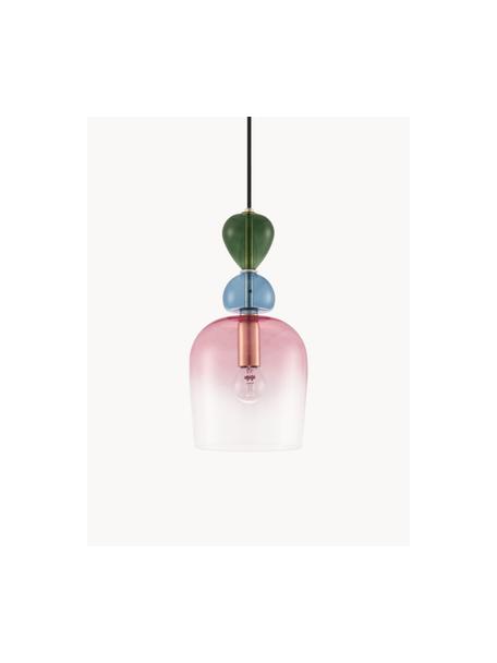 Lampada a sospensione piccola Murano, Baldacchino: metallo rivestito, Rosa, verde scuro, blu, Ø 16  x A 31 cm