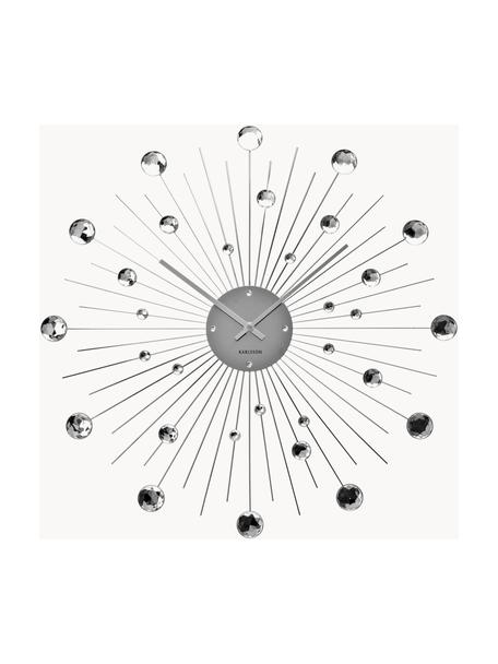Nástěnné hodiny Sunburst, Potažený kov, Stříbrná, Ø 50 cm