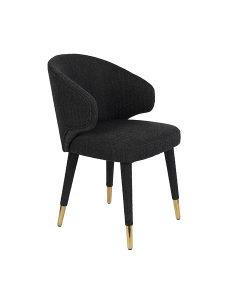 Krzesło tapicerowane Lunar, Tapicerka: 100% aksamit poliestrowy , Stelaż: drewno warstwowe, drewno , Nogi: metal malowany proszkowo, Czarny, S 52 x G 59 cm