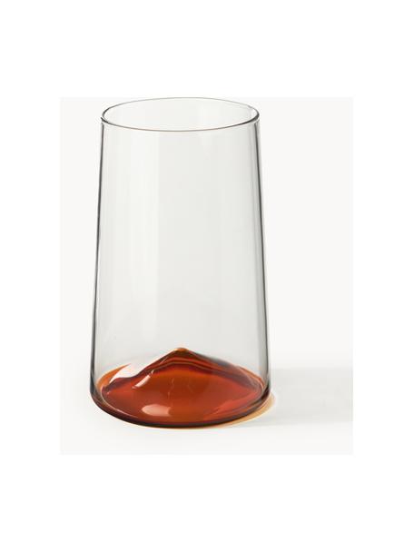 Ručně foukané sklenice na long drink Hadley, 4 ks, Borosilikátové sklo, Transparentní, oranžová, Ø 8 cm, V 12 cm, 360 ml