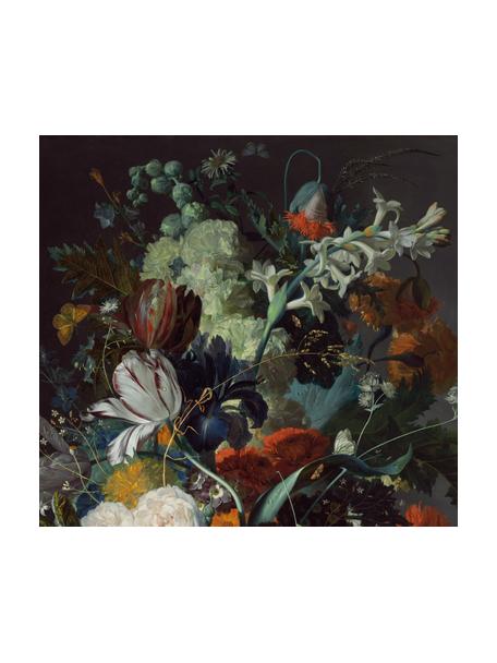 Adesivo murale Oil Painted Flowers Dark, Tessuto non tessuto, Multicolore, Larg. 300 x Alt. 280 cm