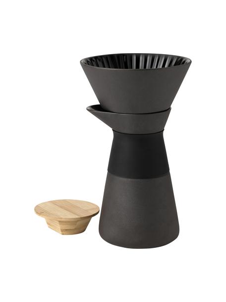 Caffettiera opaco Theo, Coperchio: legno di bambù, Manico: termoisolante silicone, Nero, 600 ml