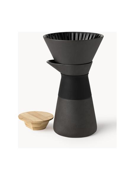 Caffettiera opaco Theo, Coperchio: legno di bambù, Manico: termoisolante silicone, Nero opaco, 600 ml