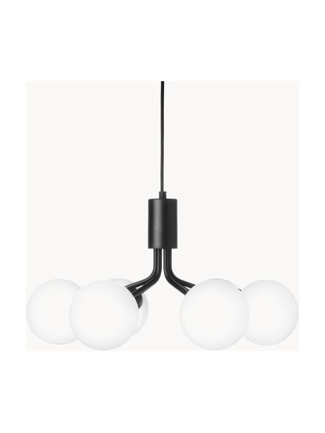 Lámpara de techo de vidrio Apiales, Cable: cubierto en tela, Negro, blanco crema, Ø 50 x Al 26 cm