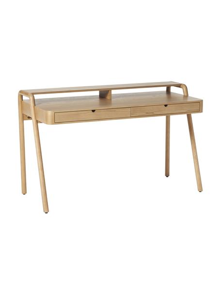 Escritorio de fresno Evrak, Estructura: chapa de fresno, Patas: madera de fresno maciza, Madera de fresno clara, An 139 x Al 87 cm