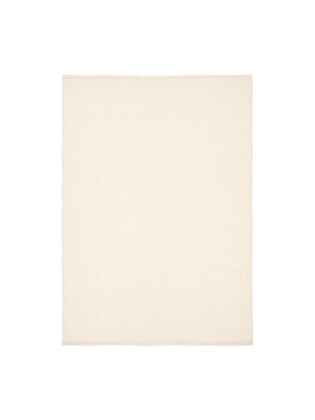 Alfombra artesanal de lana Amaro, Parte superior: 100% lana, Reverso: 100% algodón Las alfombra, Blanco crema, An 80 x L 150 cm (Tamaño XS)