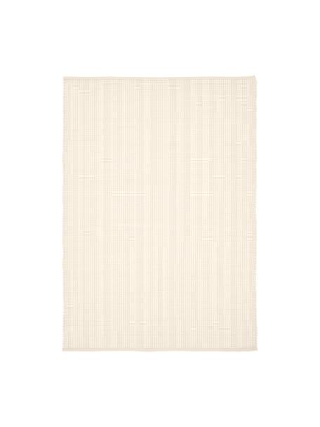 Handgeweven wollen vloerkleed Amaro, Onderzijde: 100 % katoen, GRS-gecerti, Crèmewit, B 80 x L 150 cm (maat XS)