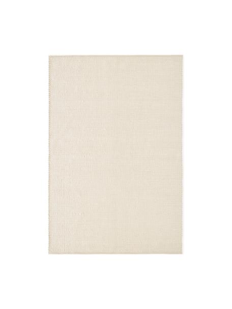 Alfombra artesanal de lana Amaro, Parte superior: 100% lana, Reverso: 100% algodón Las alfombra, Blanco crema, beige, An 80 x L 150 cm (Tamaño XS)