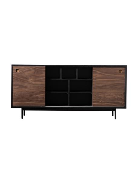 Dřevěná skříňka s 2 posuvnými dvířky Barbican, Tmavé dřevo, černá, Š 160 cm, V 75 cm
