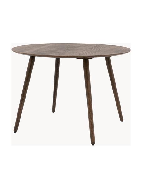 Okrągły stół do jadalni z drewna Hatfield, Ø 110 cm, Blat: drewno kauczukowe z forni, Nogi: płyta pilśniowa średniej , Drewno dębowe lakierowane na ciemno, Ø 110 cm