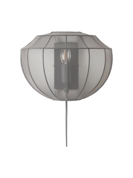 Lampada da parete in tessuto a rete con presa Beau, Paralume: tessuto, Struttura: metallo verniciato a polv, Baldacchino: metallo verniciato a polv, Grigio, Larg. 30 x Alt. 22 cm